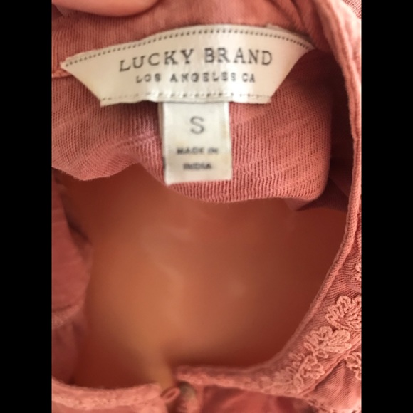 Lucky Brand Top sz S Blush Pink Lace Like Details - Picture 2 of 10